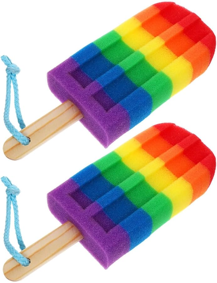 Nolitoy Ice Cream Shaped Exfoliating Body Sprubber 2 Pack Soft Bath Sponge For Dead Skin Removal - Image 1
